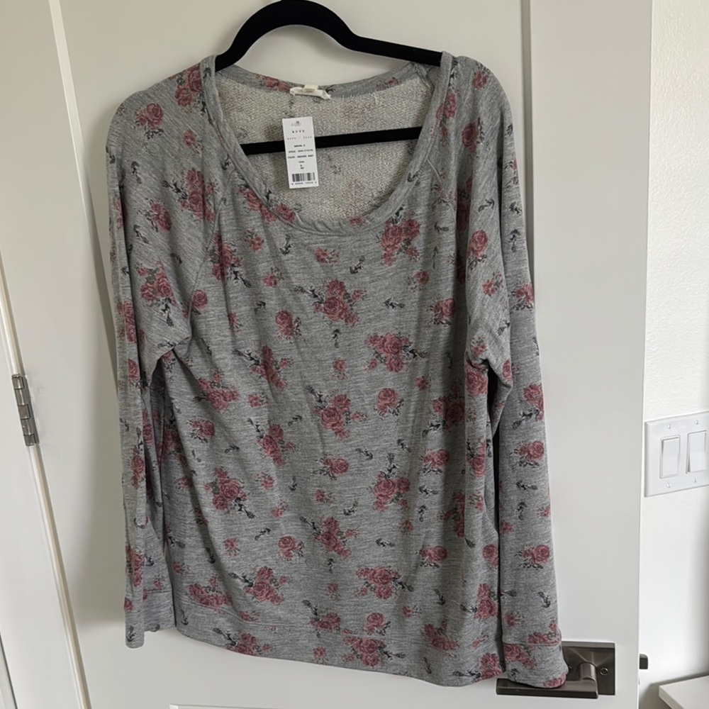 Soft Joie Floral Gray Women's Top size Large